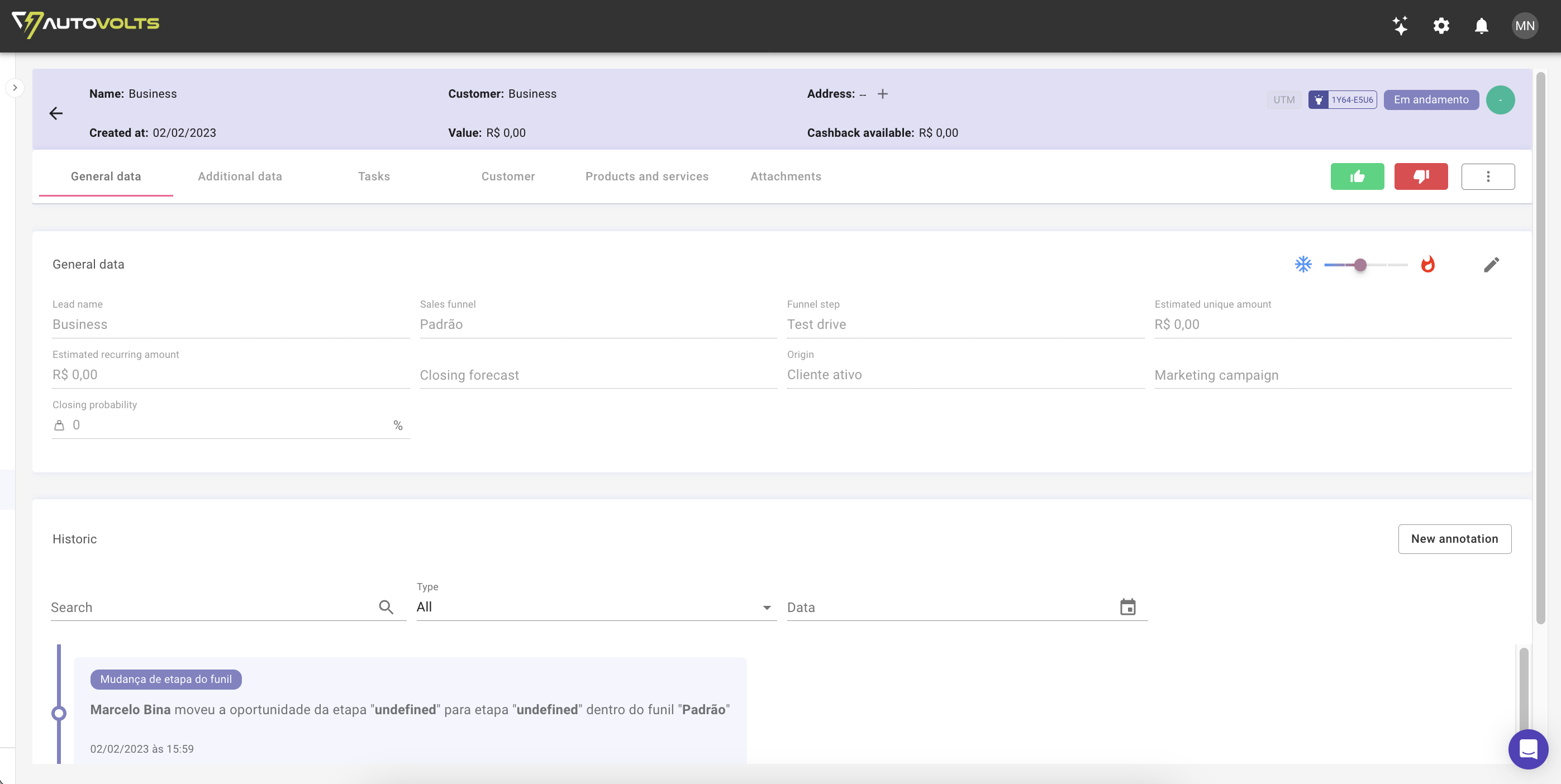 screenshot of Sales Journey